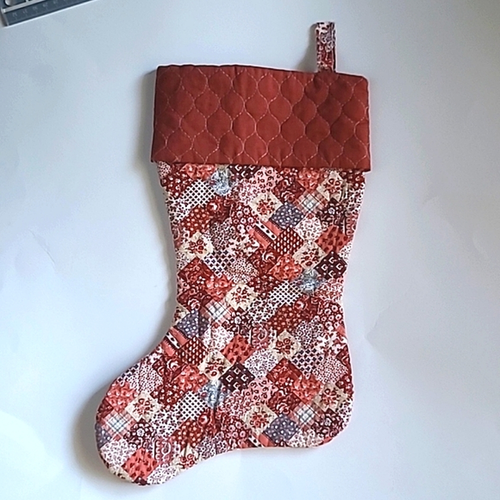 Vintage Handmade Quilted, Multicolor Christmas Stocking - Holiday Decor …